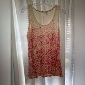 Anthropologie AKEMI + KIN Pink & Cream Tunic Tank Top size L